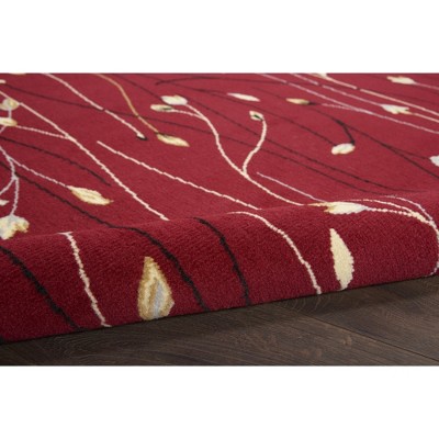 Floral Radiance Red and Grey 8' x 10' Synthetic Area Rug