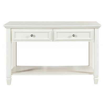 Sofa Table with 2 Drawer and Tapered Feet White - Benzara
