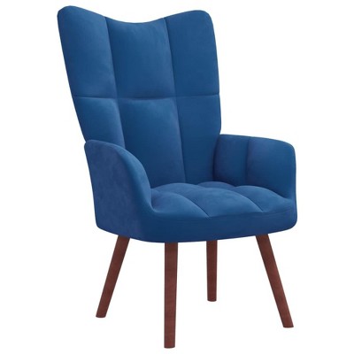vidaXL Blue Velvet Relaxing Chair with Wooden Legs and Steel Frame – Comfortable Lounge Seating for Living Room, Office