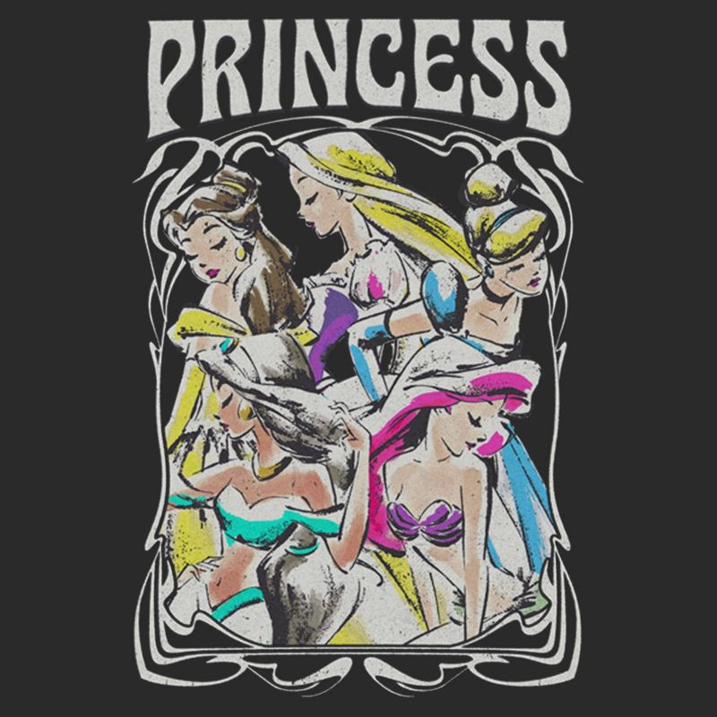 Junior's Disney Princess Sketch Group Poster  Sweatshirt - Charcoal - Medium, 2 of 3