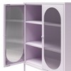 Spassway 31"W*40"H Lilac Metal Floor Storage Cabinet Freestanding Storage Unit With 2 Storage Shelves Arched Glass Doors for Bathroom Living Room - 4 of 4