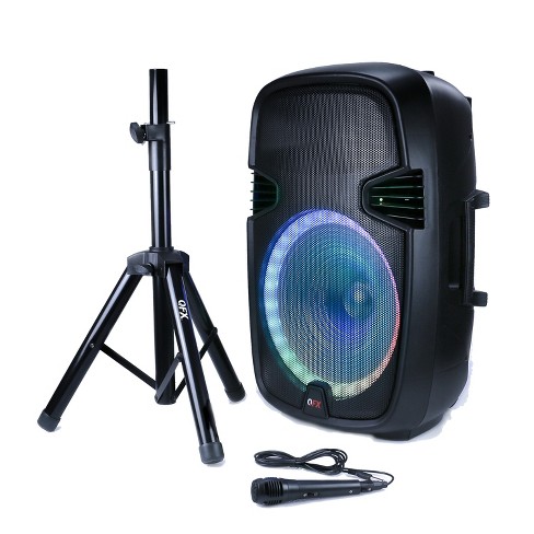 Pbx-153sm 15 Inch Rechargeable Bluetooth Portable Party Speaker System With Led Lights, Microphone, Stand, And Remote Control : Target