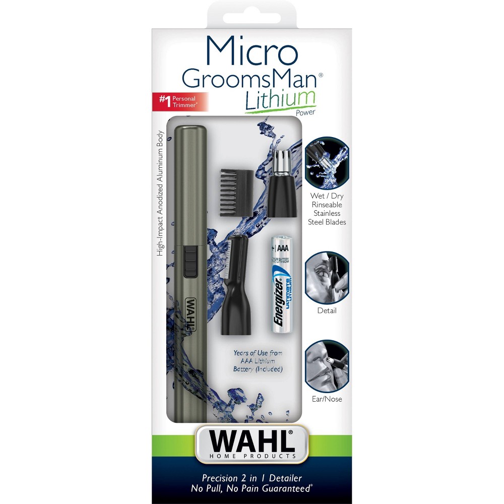 Photos - Hair Clipper Wahl Lithium Ion Micro Groomsman 2-in-1 Cordless Battery Eyebrow and Nose Trimmer for Men with Rinseable Heads 