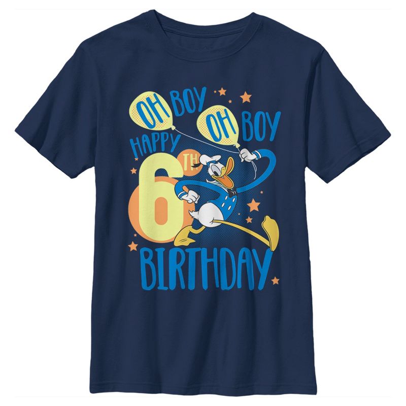 Boy's Disney Donald Duck Oh Boy Happy 6th Birthday T-Shirt, 1 of 5