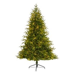 6.5ft. Fir Look Artificial Christmas Tree with 400 Clear LED Lights & 2056 Branches – Bright Festive Holiday X-Mas Display - 1 of 4