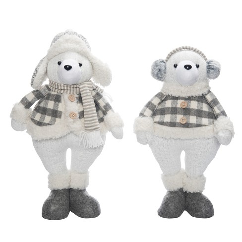 Transpac Plush Standing Polar Bear Set of 2 Christmas Home Decorations - image 1 of 1