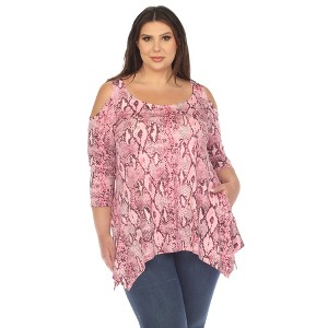 Plus Size Snake Print Cold Shoulder Tunic - 1 of 4
