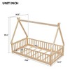 CAVINAS Kids Toddler Bed with Guardrails,Floor Bed with Tent-shaped Design,Twin/Full Size Montessori Bed for Bedroom,White/Brown/Gray/Off-White - 3 of 4