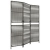vidaXL Room Divider 3 Panels Gray Poly Rattan - 2 of 4