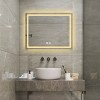 ChicFurnit Bathroom Vanity Mirrors Rectangle Frame Wall Mirror Anti Fog Mirror Decorative Wall Mirrors for Bathroom, Silver, 35.43"*4.1"*27.56" - 2 of 4