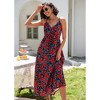 Women's Summer Floral Dress, Spaghetti Strap Midi Dress with Waist - Cinching Design - 4 of 4