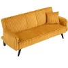 XIYUYEU Minimalist Multi-Functional Adjustable Sofa Corduroy Upholstered 2-seater Sofa with Retractable Cup Holder, Orange - 2 of 4