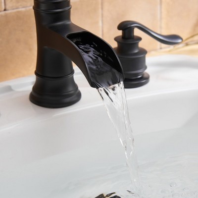 Matte Black 8-Inch Widespread Waterfall Bathroom Faucet