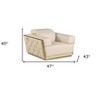 HomeRoots 47" Beige and Gold Italian Leather Club Chair - 3 of 4