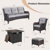 POCASSY 6PCS Patio Furniture Set with Square Fire Pit Table, All Weather Wicker Outdoor Conversation Set with Sofa, Patio Chairs, Firepit and Ottoman - 3 of 4