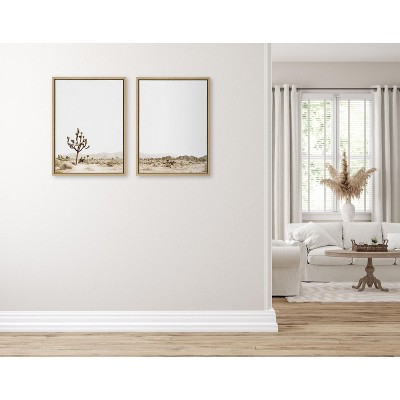 Natural Brown Framed Desert Landscape Canvas Art Set, 24 inches