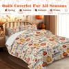 Boersma Pumpkin Autumn Leaves Design Quilt Set 3 Pieces Queen Size All Seasons Bedding Quilt Bed Set with 2 Pillowcases for Teens Adults Bedroom Decor - 2 of 4