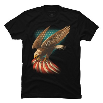 Men's Design By Humans July 4th American Eagle Carrying Flag By paxdomino T-Shirt