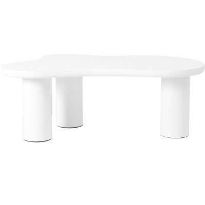 Lirago Cloud Coffee Table 44W x 25 9D Cream White Minimalist End Table 3 Legs 1 5 Thick MDF Round Edge Living Room Bedroom Balcony Easy Assembly