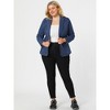 Agnes Orinda Women's Plus Size Denim Notched Lapel Color Block Stretch Blazers - 2 of 4