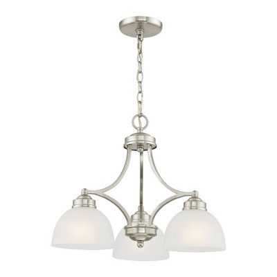 Somerset Mini 3-Light Chandelier in Brushed Nickel with Satin Glass