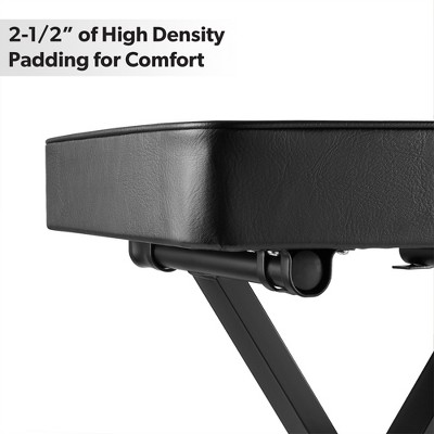 Deluxe Adjustable X-Style Metal Keyboard Bench with Padded Seat