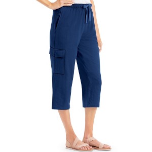 Collections Etc Drawstring Cargo Pocket Knit Casual Capri Pants - 1 of 4