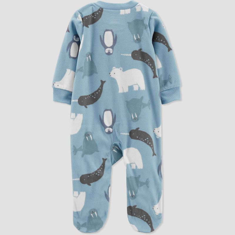 Carter's Just One You®️ Baby Boys' Sea Animal Fleece Footed Pajama - Blue, 3 of 5