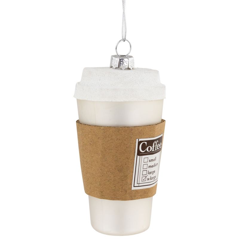 Northlight 4" X-Large Coffee To Go Glass Christmas Ornament, 3 of 7