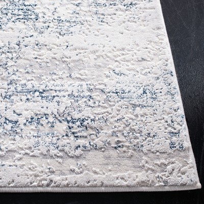 Cream and Navy Abstract Wool Synthetic Area Rug, 3' x 5'
