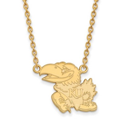 Black Bow Jewelry 10k Yellow Gold Kansas Jayhawks NCAA Necklace 18 Inch