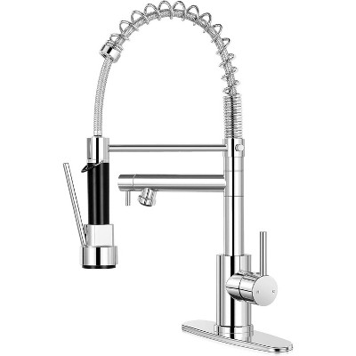 Qomolangma 17.32in Contemporary Kitchen Faucet with Pull Down Sprayer
