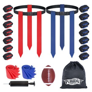 PLAYAPUT Flag Football Belts, 14 Player Adjustable Flag Football Set With 42 Football Flags,Size 3 Football, Pump and Storage Bag , Multicolor - 1 of 4