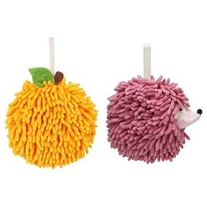 REGALWOVEN 2 Pcs Comfortable Soft Absorbent Chenille Ball Fuzzy Hand Towel for Home Decor - 1 of 4