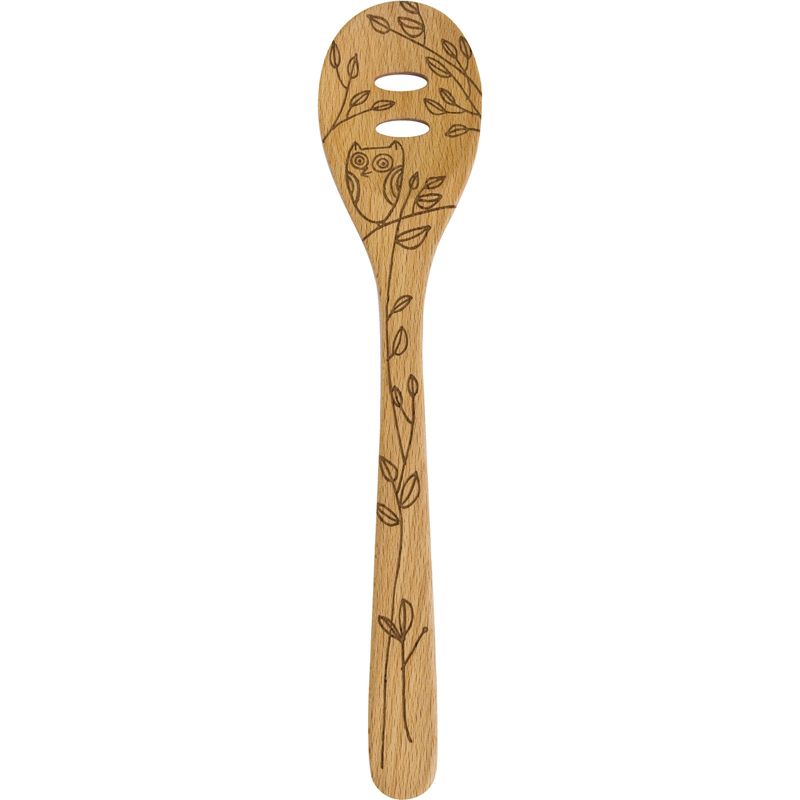 Talisman Designs Laser Etched Beechwood Slotted Spoon, Nature Collection, Set of 1, 1 of 3