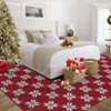 Checkered Festive Christmas Leaf Pattern Rectangular Rug Holiday Decor for Living Room Cozy Seasonal Mat Carpet - 3 of 4