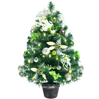 Costway 2ft Pre-lit Tabletop Artificial Christmas Tree w/ 40 LED Lights & Timer