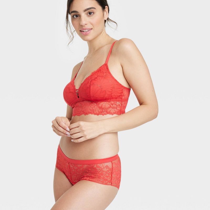 Women's Micro and Lace Hipster Underwear - Auden™ Red, 4 of 8