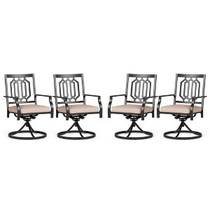 Captiva Designs Outdoor Patio Dining Swivel Steel Chairs with Thick Cushions - 1 of 4