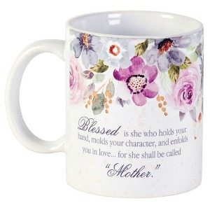 Dicksons She Is Blessed Spring Pink Floral 11 ounce Ceramic Novelty Coffee Mug Cup - 1 of 2
