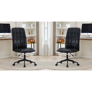 TinyHomie Antique PU leather color office chair 2 SETS, with armrest, high backrest, 360 degree swivel , up and down adjustable gaslift - 1 of 4