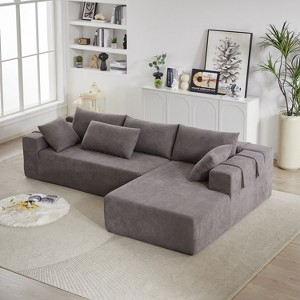 Mocamel Modern Chenille Upholstered Sectional Sofa, Modular 108 L Shaped, 6 Pillows, Free Combination for Living Room Bedroom - 1 of 4