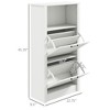 Vynxaria Modern Shoe Storage Cabinet with Open Compartment and 2 Flip Drawers - White, 22.75" W x 9.5" D x 41.25" H - 4 of 4