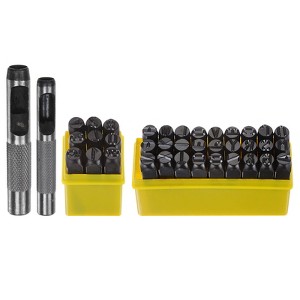 Unique Bargains Punch Press Imprint A-Z/0-8 Metal Stamping Kit with Assist Tool 1 Set Black - 1 of 4
