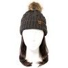 Wrapables Cable Knit Faux Fur Pom Pom Beanie, Adult Charcoal Gray - 2 of 3