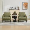 Accent Chair Set of 2,Mid Century Modern Living Room Chairs,Green Upholstered Arm Chair,Comfy Breathable Linen Fabric, Sofa Chair with Wood Legs - 3 of 4
