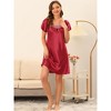 cheibear Womens Satin Sleepwear Pajama Dress Nightshirt Soft Lounge Nightgowns - 2 of 4