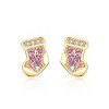 Guili Gold Plated Christmas Stocking Stud Earrings with Pink and White Stones- Suited for the Holiday - 2 of 3