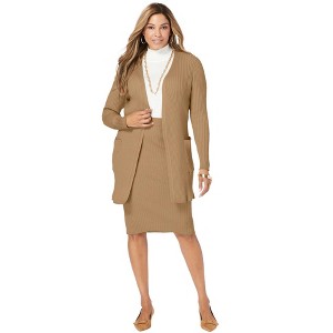 Jessica London Women's Plus Size 2 Piece Sweater Skirt Set - 1 of 4