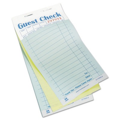 AmerCareRoyal Guest Check Pad, 17 Lines, Two-Part Carbonless, 3.6 x 6.7, 50 Forms/Pad, 50 Pads/Carton